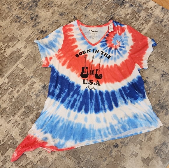 NWT Lane Bryant Fender Born In The USA red white blue tee. Size 26/28. 4X - Picture 11 of 12